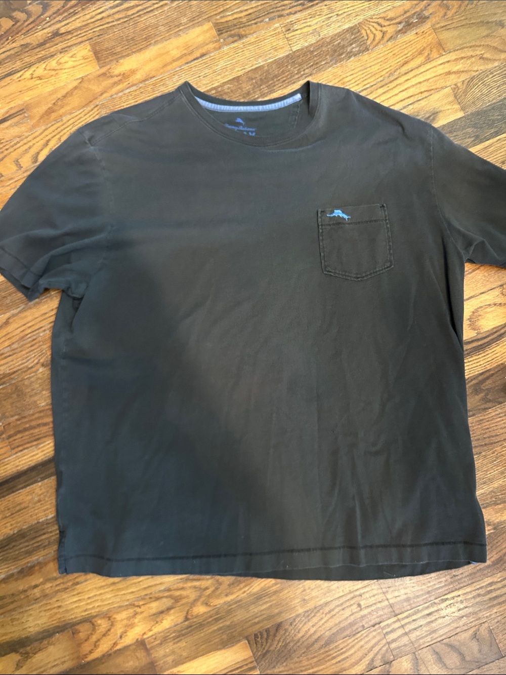 Tommy Bahama Black Short Sleeve Pocket Tee with Small Light Blue Logo